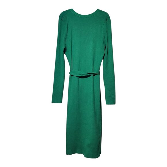 Emprada Ribbed Knit Wrap Dress Long Sleeve Green Plus 3X New - Stretch Comfort - Picture 7 of 7